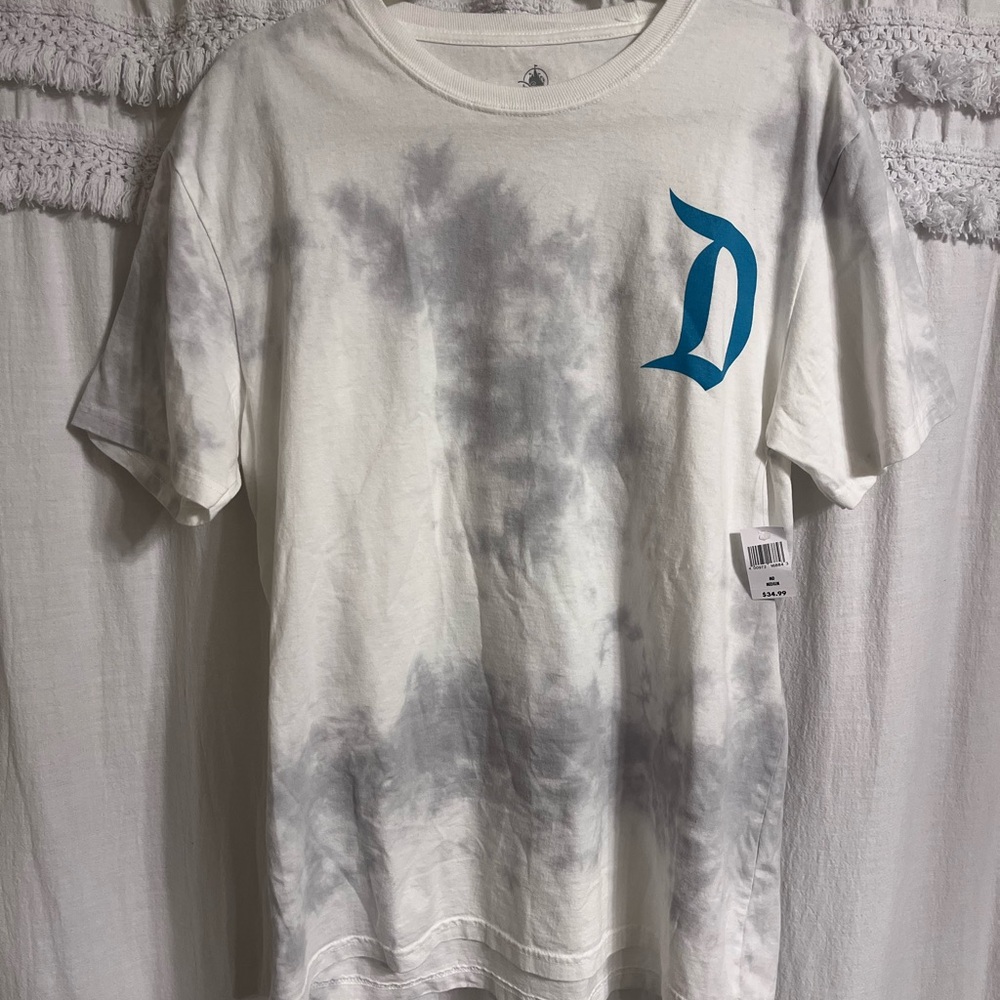 Disney Gray and White Short Sleeve Tee with Tie-Dye